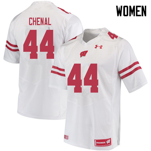 Wisconsin Badgers Women's #44 John Chenal NCAA Under Armour Authentic White College Stitched Football Jersey QK40I88DO